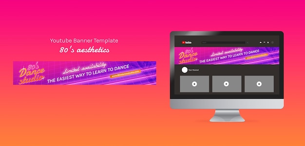 Free PSD flat design  80's aesthetics template