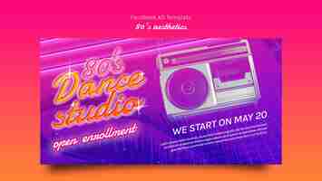 Free PSD flat design  80's aesthetics template