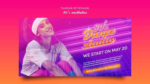 Free PSD flat design  80's aesthetics template