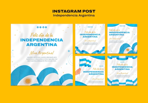 Flat design 9th of july instagram posts