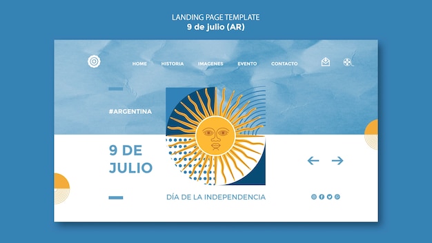 Free PSD flat design 9th of july landing page template