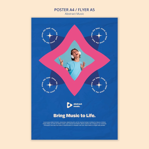 Flat design abstract music template – Free PSD download