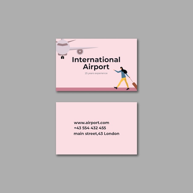 Free PSD flat design airport company business card template