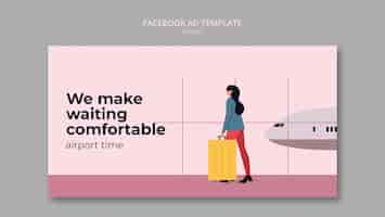 Free PSD flat design airport company facebook template