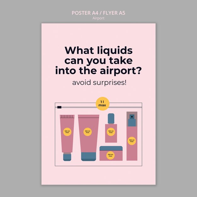 Flat design airport company poster template