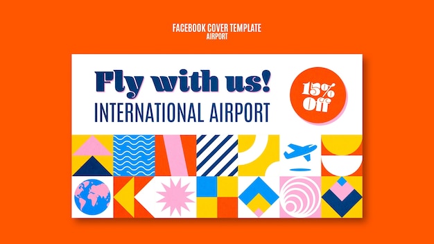 Free PSD flat design airport facebook cover