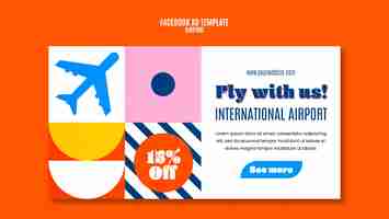 Free PSD flat design airport facebook template