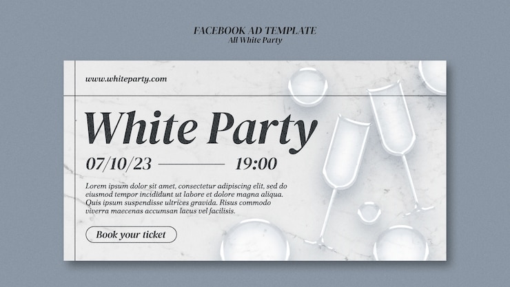 Free PSD flat design all white party facebook template