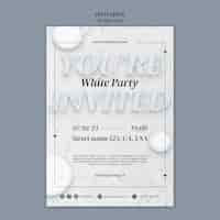 無料PSD フラットなデザインのオールホワイトのパーティー招待状テンプレート