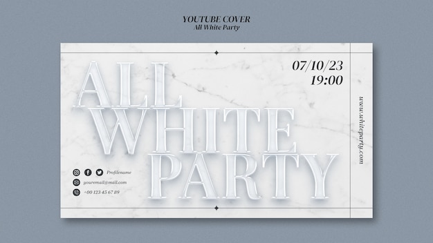 Free PSD flat design all white party youtube cover