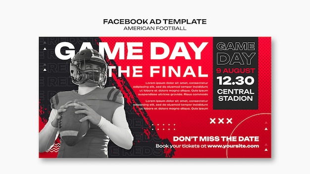 Free PSD flat design american football facebook template