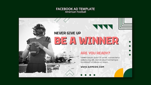 Free PSD flat design american football facebook template