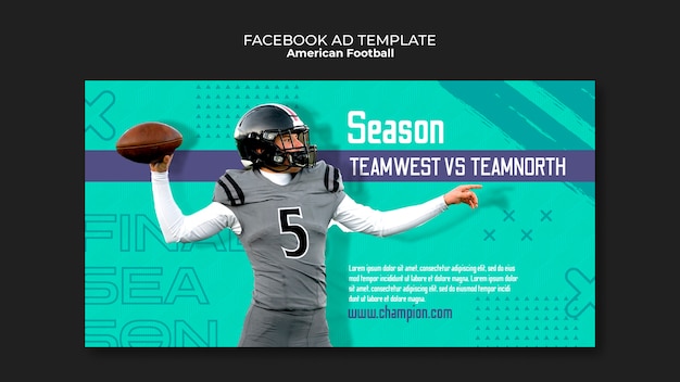 Free PSD flat design american football facebook template