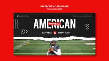 PSD gratuito modello di facebook di football americano di design piatto