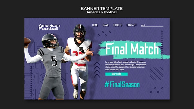 Free PSD flat design american football landing page