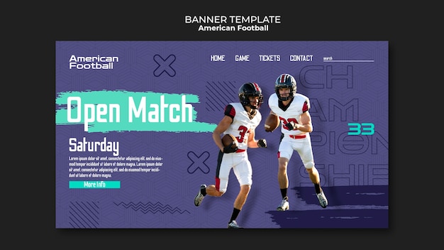 PSD gratuito pagina di destinazione di flat design american football