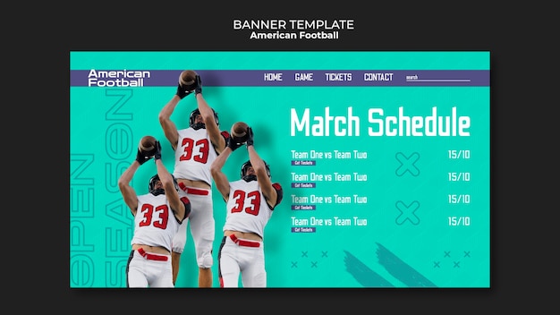 Free PSD flat design american football landing page