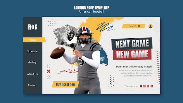 Flat design american football landing page