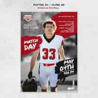 Free PSD flat design american football poster template