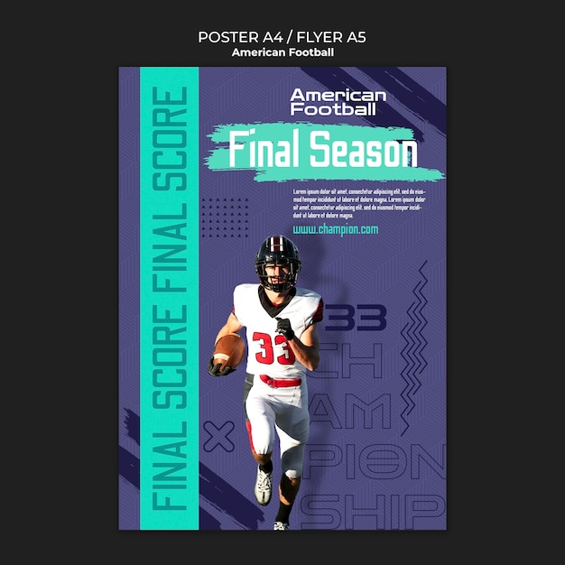 Free PSD flat design american football poster template