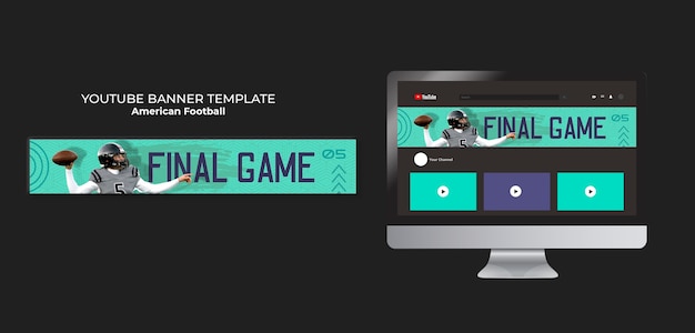 Free PSD flat design american football youtube banner template