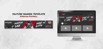 Free PSD flat design american football youtube banner