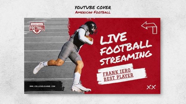 Free PSD flat design american football youtube cover