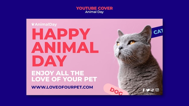 Free PSD flat design animal day template