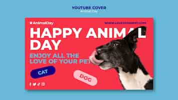 Free PSD flat design animal day template