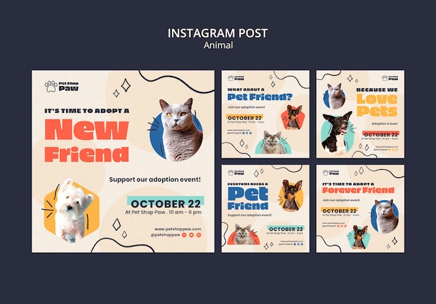 Flat design animal day template