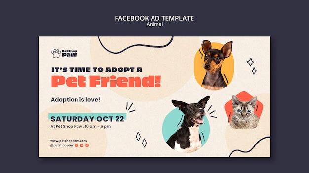 Free PSD flat design animal day template