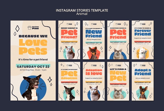 Free PSD flat design animal day template