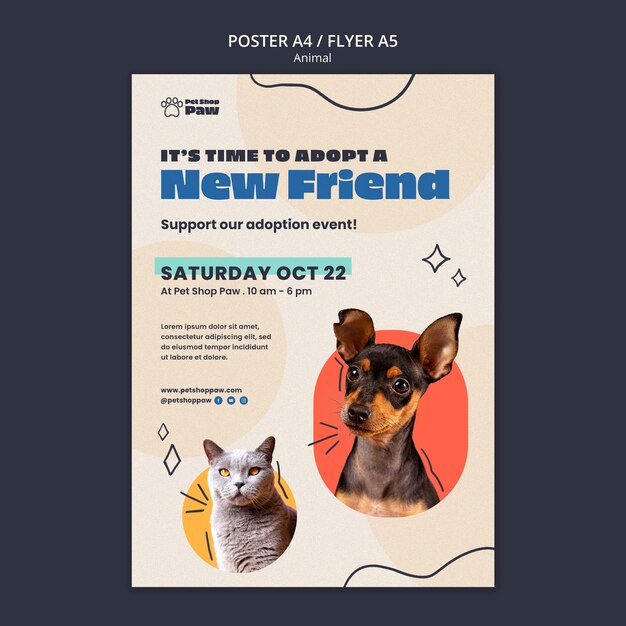 Flat design animal day template