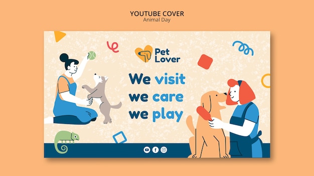 Free PSD flat design animal day template