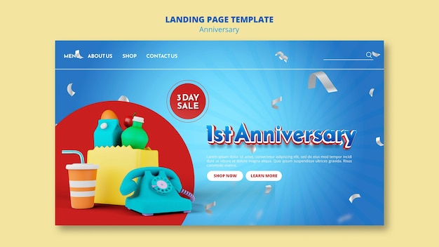 Free PSD flat design anniversary template