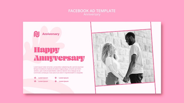 Free PSD flat design anniversary template