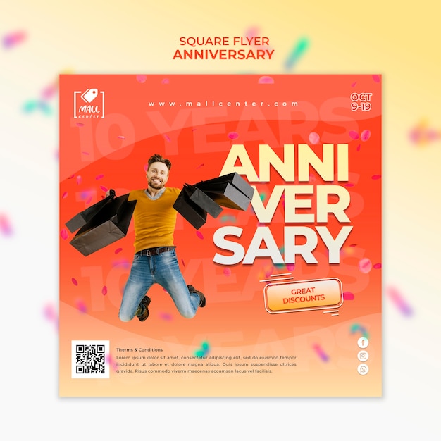 PSD gratuito modello di anniversario di design piatto