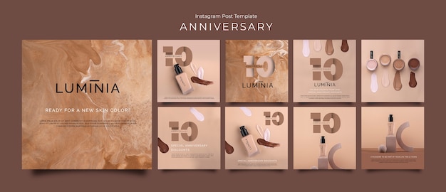 Free PSD flat design anniversary template