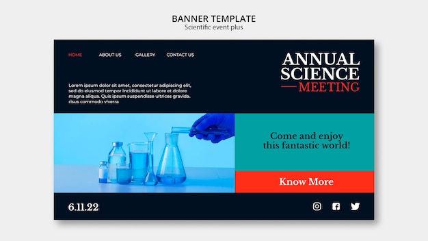 PSD gratuito modello di evento scientifico annuale di design piatto