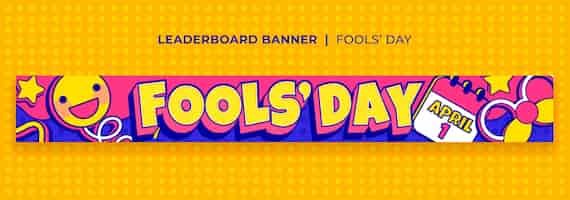 Free PSD flat design april fools celebration leaderboard banner