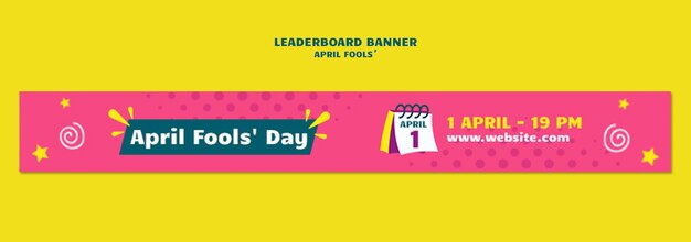 Flat design april fools celebration leaderboard banner