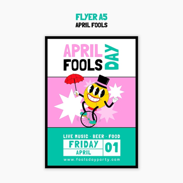 Free PSD flat design april fools celebration  poster