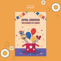 Free PSD flat design april fools celebration  poster