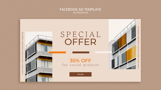 PSD gratuito annuncio di facebook design architettura design piatto