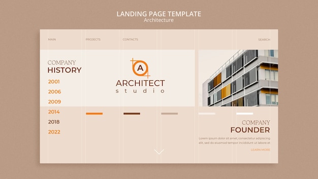 Flat design architecture design landing page
