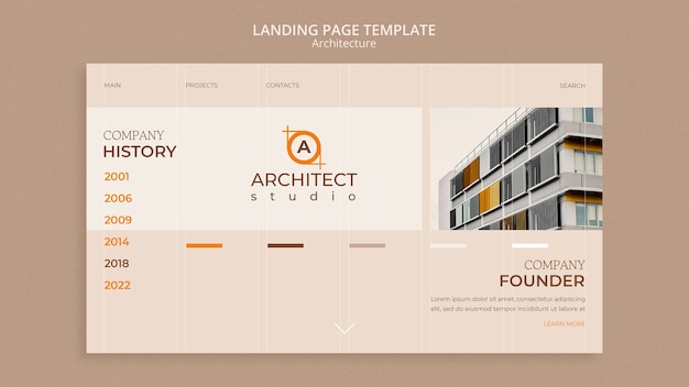 PSD gratuito pagina di destinazione del design dell'architettura dal design piatto