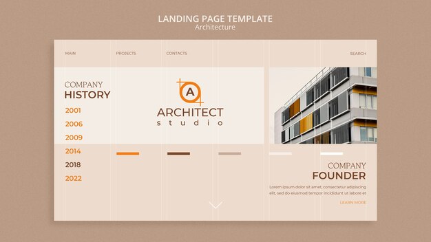 Flat design architecture design landing page