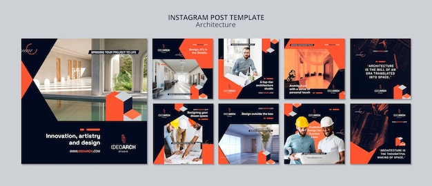 Flat design architecture instagram post template