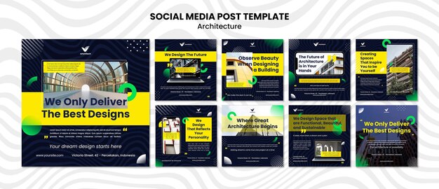 Flat design architecture instagram post template