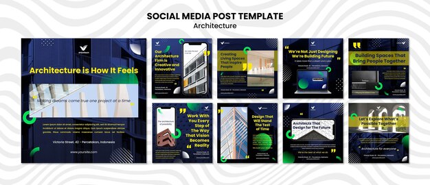 Flat design architecture instagram post template